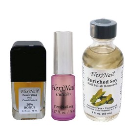 FlexiNail (Acetone Free) Nail Polish Remover Package to repair and maintain weak and peeling or dry and brittle nails