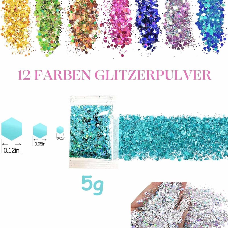Altaroo 12 Colour Glitz 5 g, Glitter Crafts, Glitter Powder