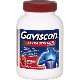 Gaviscon Extra Strength Cherry For Fast-Acting Heartburn 100 Tablets (Pack Of 2)