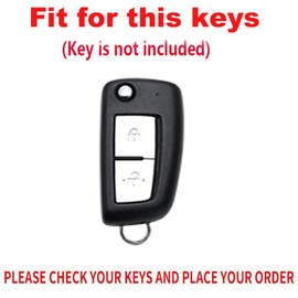 TECART Key Fob Cover Fit for Nissan Rogue Rogue Select Rogue Sport Flip 2 Buttons Leather Remote Keyless Key Fob Case Protection Shell Accessories Black