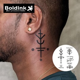 Boldink Temporary Tattoos, semi permanent tattoos, 15-day long lasting tattoo sticker, waterproof and anti-reflective, unique design(Mysterious Totem)