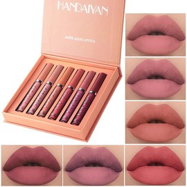 HANDAIYAN 6Pcs Matte Liquid Lipstick Set - Long Lasting & High Pigmented | Nude Lip Stain Makeup Kit - Waterproof, Non-Stick Cup Transfer | Perfect Makeup Gift for Women:_#B