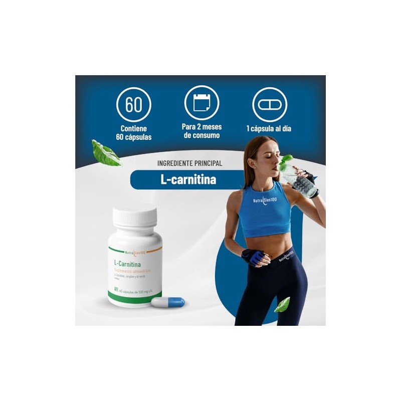 Nutrasien100 L-Carnitina 500 mg | Con Té Verde y Jengibre