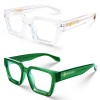 VISOONE Large Clear Basil Green Blue Light Blocking Eyeglasses Fashion