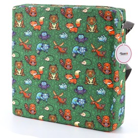 Zicac Booster Seat Chair, Child Portable Cartoon Chair Raiser Child, Removable, Washable Seat Cushion, Children's Chair with 2 Non-Slip Buckles for Food, Playing Piano, Excursion, Picnic, Travel