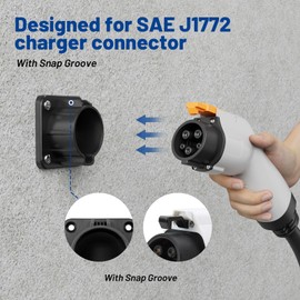 Anina EV Charger Holder SAE J1772 Nozzle Holster Dock for Electric Vehicle Charging Connector Wall Mount Car Cable Hanger with Matching Screws