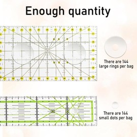 144pcs Non-Slip Silicone Grips for Quilt Templates, Quilting Rulers, Adhesive Backing Rings