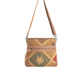 Myra Bag Western Leather Crossbody Bag for Women - Upcycled Canvas Shoulder Bag, Sandstone
