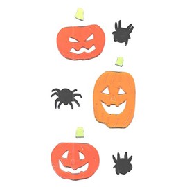 Impact Innovations Halloween Reusable Gel Window Clings, Happy and Angry Jack-o-Lanterns, Black Spiders (9 Clings, 1 Sheet)