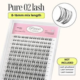 Feinner DIY Lash Cluster Kit Invisible Band Long Lasting Waterproof Bond Seal Remover Natural Eyelashes Cosmetic Makeup Salon Outdoorfun:_Only lash Pure 02 (8-16mm)