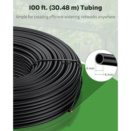 Pawfly 30.48 M Drip Irrigation Tubing 6 MM, Blank Distribution Tubing for Drip Irrigation System, Black Polyethylene Drip Line, Drip Irrigation Hose Roll for Garden Watering, Drip Irrigation Part