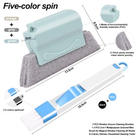 Window Groove Cleaning Brush, Pack of 3 Cleaning Brushes + 2 Pieces 2 in 1 Multi-Purpose Groove Mini Small Brush for Window Door Cleaning All Corners and Gaps Window Frame Cleaning Brush