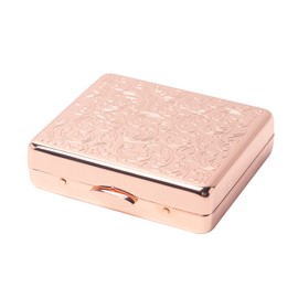 Simple Square Portable Metal Pill Box with 8 Compartments (Pink)
