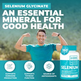 Extra Strength Max Absorb Selenium Glycinate 200 mcg | 160 Capsules | Superior Form of Selenium for Increased Absorption & Bioavailability | Digestion Friendly | Third Party Tested | Canadian Made, Quality Assured
