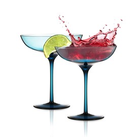 BERKWARE Colored Coupe Glasses Set of 2 - Elegant Cocktail Glass - 9.9oz (Blue)