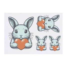 Azeeda 4 x 'Pastellfarbenes süßes Häschen' Temporäre Tattoos - Wasserfest, Hautfreundlich & Ungiftig · Transfers in Verschiedenen Größen (TO00076054)