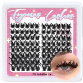 Fyonas Lash Clusters Wispy Cluster Eyelash Extensions 10-16mm Natural Eyelash Clusters 96Pcs C Curl Cluster Lashes Soft Individual Lashes with Thin Band DIY at Home (Chic Lady)