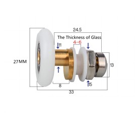 Cokritsm Shower Cubicle Rollers, 27 mm Shower Door Rollers, 8 Pieces Replacement Rollers for Shower Doors for Bathroom Glass Doors 4-6 mm, Glass Hole 10-12 mm, Wheels for Shower Doors