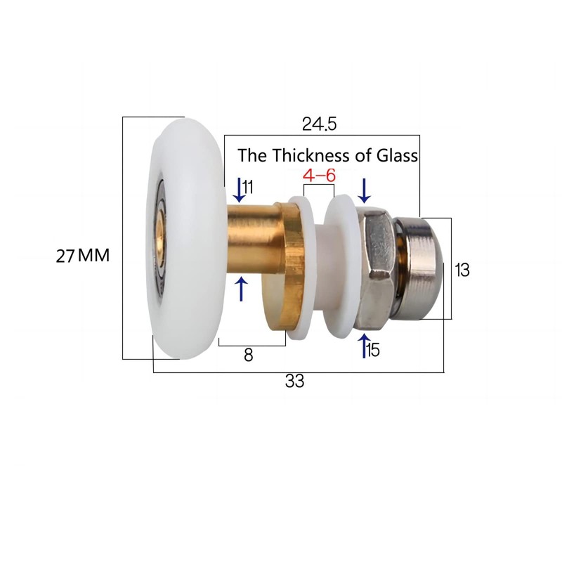 Cokritsm Shower Cubicle Rollers, 27 mm Shower Door Rollers, 8
