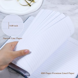 POPRUN A5 Lined Journal Notebook, PU Leather Hardback Notepad for Writing, Business Work, Travel, Office, School, 14 x 21cm, 240 Pages Classic College Ruled Journals Notes Pad, Purple