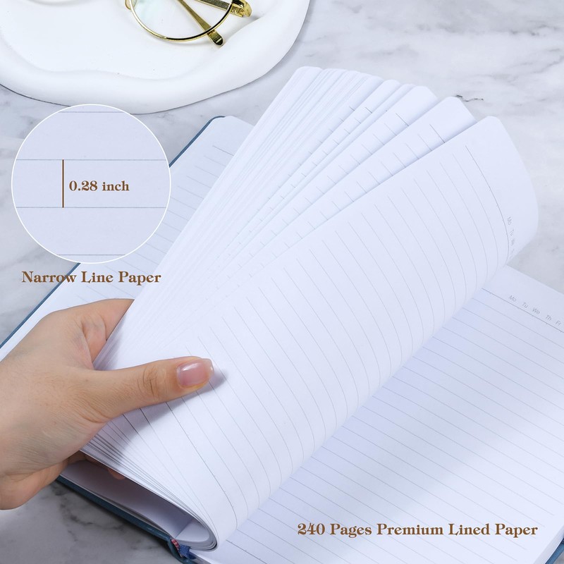 POPRUN A5 Lined Journal Notebook, PU Leather Hardback Notepad for