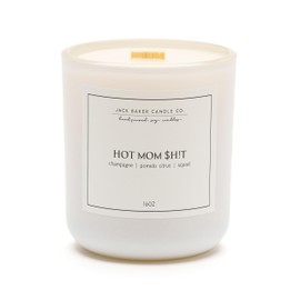 Jack Baker Candle Co. Hot Mom $h!t Candle, Made with Soy Wax and Essential Oils, Champagne & Pomelo Citrus & Squad Fragrance, 16 oz.