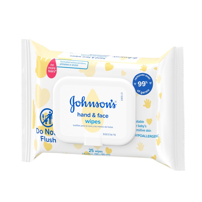 Johnson's Baby Disposable Hand & Face Cleansing Wipes, Pre-Moistened Wipes