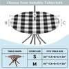 Peaom White Black Plaid Outdoor Tablecloth with Umbrella Hole, Round