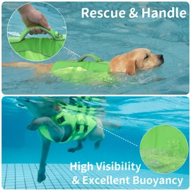 PETDSH Dog Life Jacket Small, High Flotation Dog Life Vest for Swimming Boating, Reflective Puppy Lifejacket with Superior Buoyancy and Rescue Handle, Adjustable Safety Dogs Floating Vests