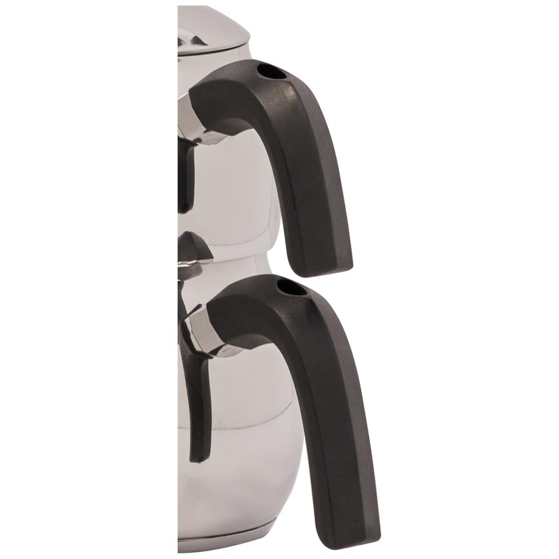 Karaca Belinay Teapot Set Silver Black, 18/10 Stainless Steel, Teapot/Lid