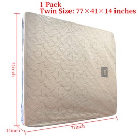 JUNESHE Twin Mattress Bags Cover for Moving and Storage-3 Mil Zipper Plastic Waterproof Wrap Protector Reusable Storage Bag