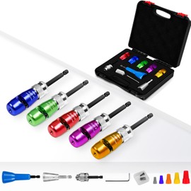 Wire Stripper for Drill (14-12-10-8-6AWG) - wire stripper, Includes 5 Pcs Wire Strippers, 2 Pcs Wire Twisters and 5 pcs Wire Nuts, Electric Wire Stripper Tool.