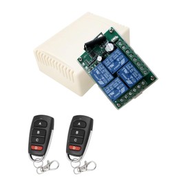 Bkiyougo 433mhz Remote, 12v Remote Control Switch, DC 6-30V 10A 4CH Wireless Remote Control Switch with Transmitter Receiver Kit for Lights Ceiling Fan Garage Door Opener Gate Car