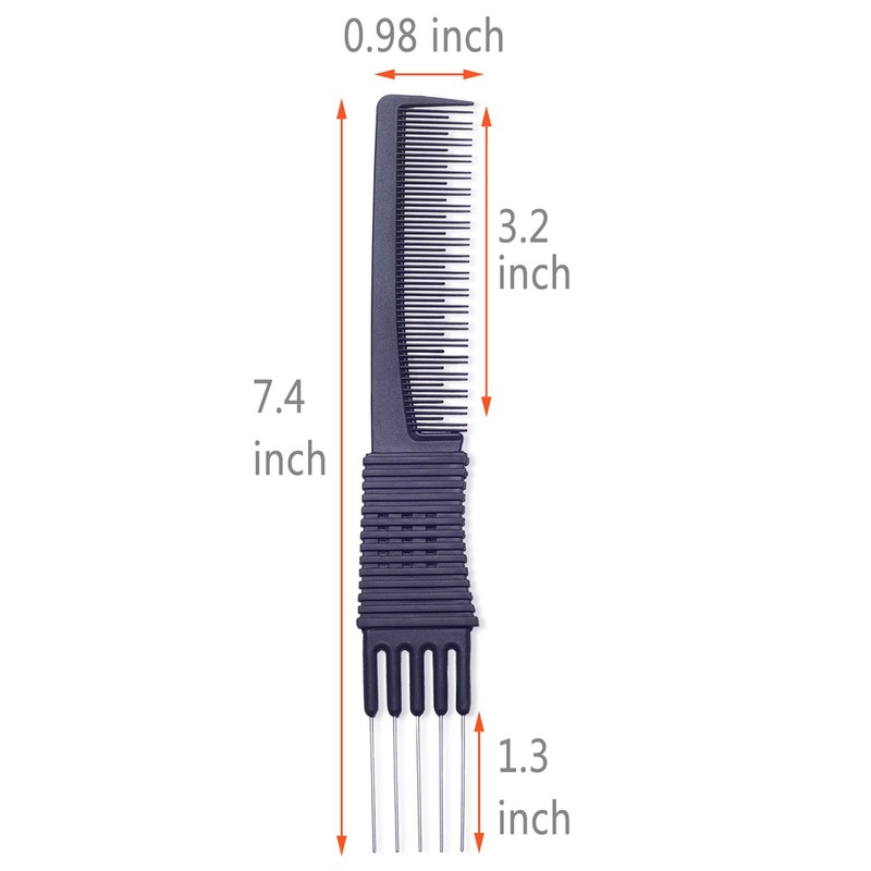 2pcs Professional Salon Teasing Back Combs, Black Carbon Comb