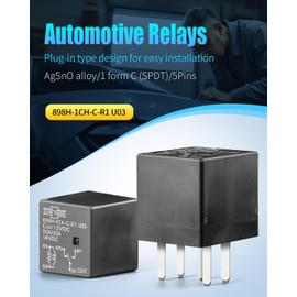 898H-1CH-C-R1 U03 12VDC 50A Mini 280 Automotive Relay with SPDT Flux Tight 5 Pins