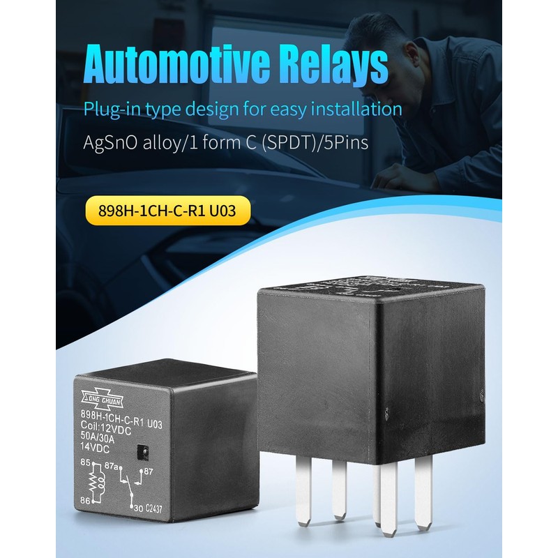 898H-1CH-C-R1 U03 12VDC 50A Mini 280 Automotive Relay with SPDT