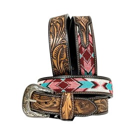 Affilare Western Genuine Leather Beaded Belt For Men and Women 30HQ109-40