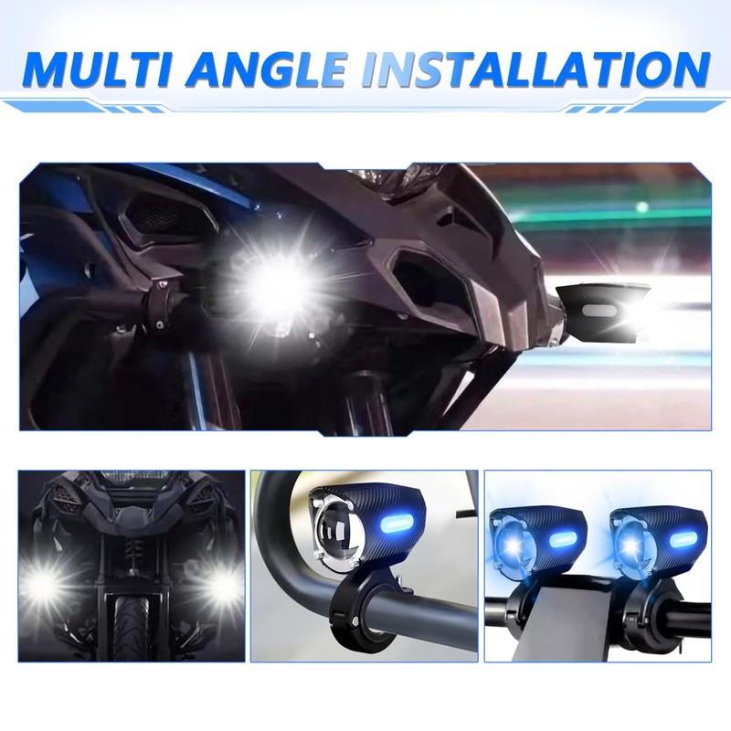 Motorcycle Driving Lights 120W Auxiliary Hi Lo 5-Mode Foglights Spotlights