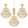 Aheli Kundan Studded Beaded Chanbali Earrings Maang Tikka Indian Traditional
