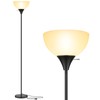 Coucrek Floor Lamp, LED Standing Lamps with White Plastic Shade,