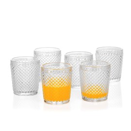 G Chroma Collection Tumbler Glasses set of 6, 9.5 oz Clear Premiun Drink-ware for Soda Juice Coke Beer Water Beverage Iced-tea, Double Old-fashioned Glass Perfect for Dinner Parties Bars Restaurants