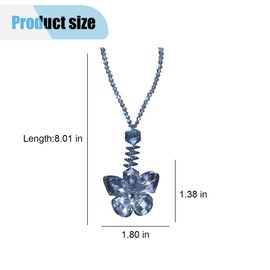BDZMC Crystal Butterfly Car Hanging Ornament, Sun Catcher Car Mirror Decoration, Blue Crystal Glass Butterfly Pendant, Valentine's Day Gift