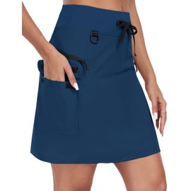 MoFiz Skorts for Women Tennis Skirt Hiking Skirts with Shorts and Zip Pockets Blue XL