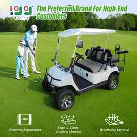 10L0L Golf Cart Front Rear Seat Covers for Yamaha G2 G8 G9 G11 G14 G16 G20 G19 G21 G22, Club Car DS Pre-2000, Tomberlin Emerge, Made of 3D Air Mesh Polyester Fabric Breathable Washable -Grey