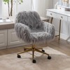 SSLine Faux Fur Vanity Chair Modern Grey Furry Makeup Desk