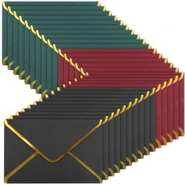 Anseom Pack of 30 Invitation Envelopes, A7 Size, Luxurious Envelopes, 13.5 x 18.5 cm, 5 x 7 Envelopes, Quick Seal Envelopes with Gold Edge