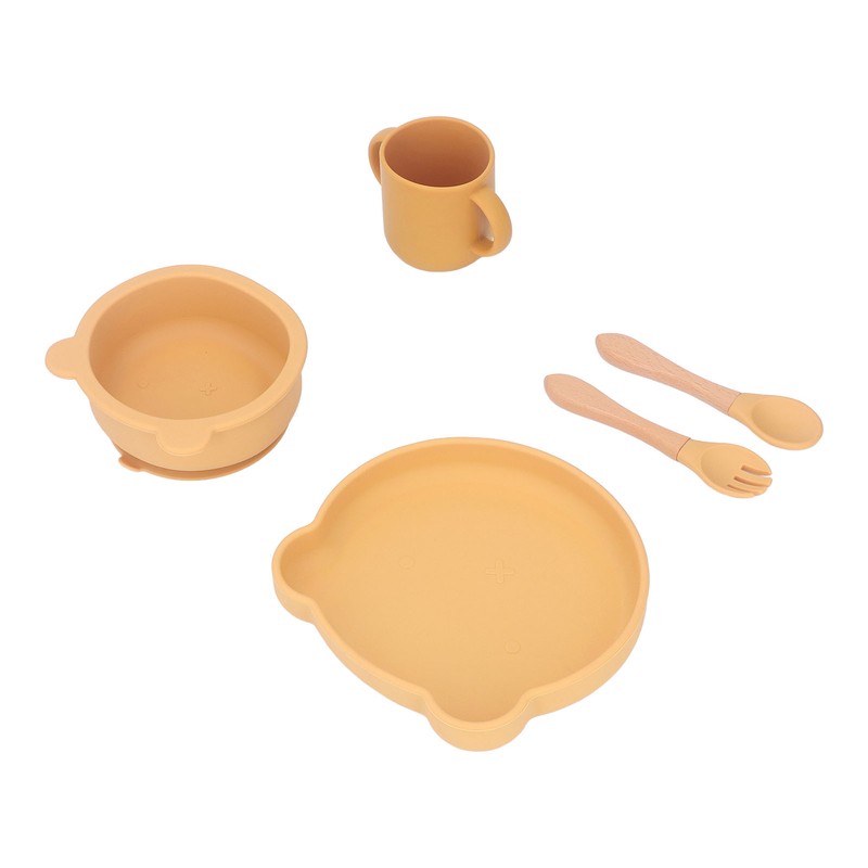 Baby Feeding Set Cute Bear Shape Soft Safe Silicone Toddler