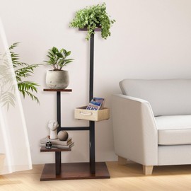 Aopark Plant Stand, Tall Metal Wood Shelf Holder for Indoor, Outdoor Display Rack Flower Pot Stand for Corner Living Room Balcony Garden Patio