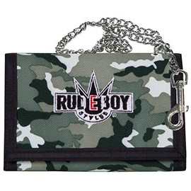 2Stoned Wallet Embroidered with Chain and Velcro Fastening Camo Gym Bag for Adults and Children, grey, m