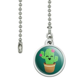 GRAPHICS & MORE Cute Cactus in Pot with Pink Flowers Ceiling Fan and Light Pull Chain